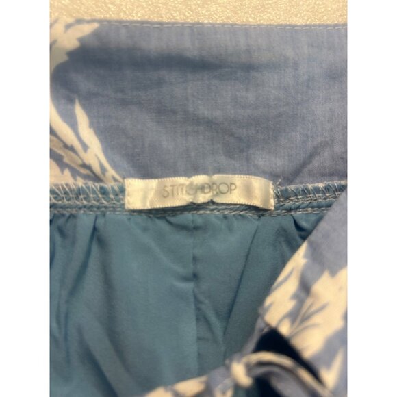 Stitch Drop Blue Floral Tie Front Cotton Midi Dress Medium - Picture 6 of 8